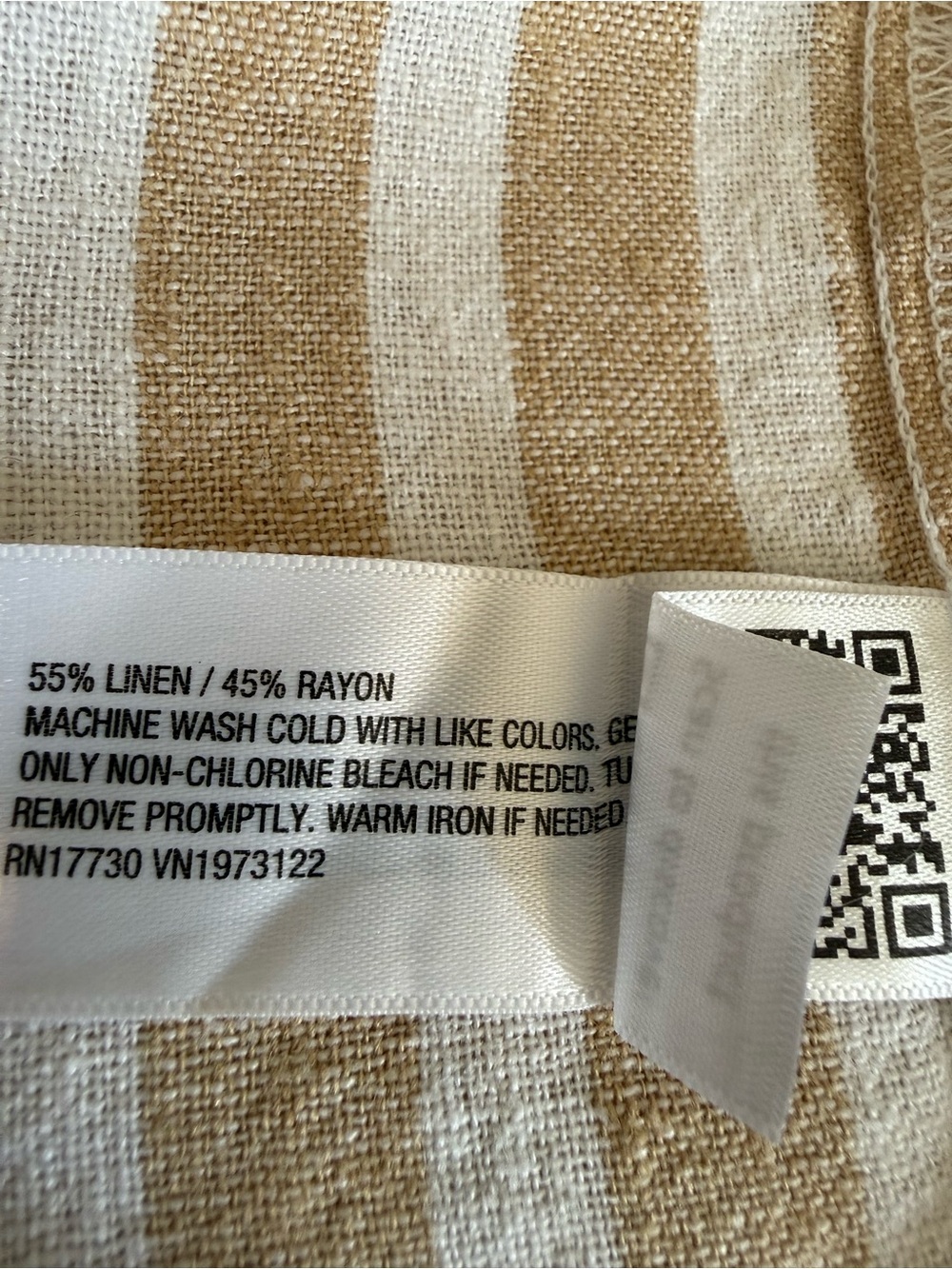 Universal Thread Linen Blend Tan White Striped Button Down Shirt Size M - Picture 6 of 7